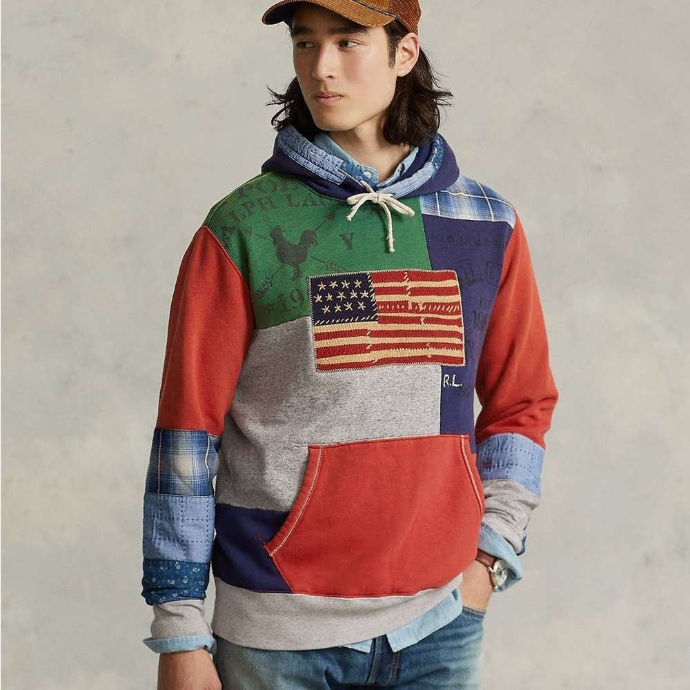 Polo Ralph Lauren Patchwork Hoodie with American Flag 😳🔥🔥🔥😳 - Picture 8 of 16